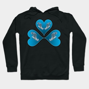 Heart Design | Grouper Trio in 3 Blue Hearts | Black Background | Hoodie